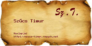 Szűcs Timur névjegykártya